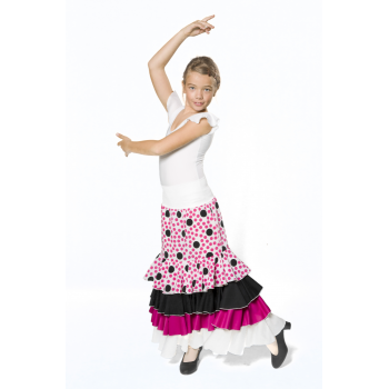 Faldas flamencas de cintura alta Stretch para Señora de diferentes colores  con lunares blancos o acompañados de lunares de otros colores, son fa…